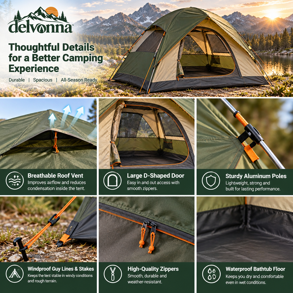 Delvonna 2-Person Waterproof Dome Camping Tent image 3
