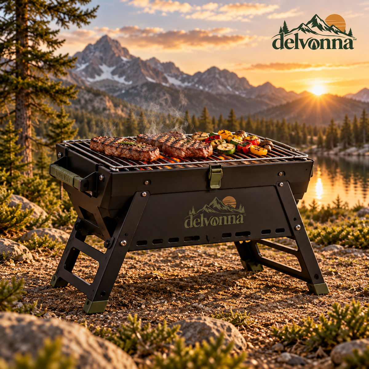 Delvonna Portable Folding Fire Pit and Grill image 1