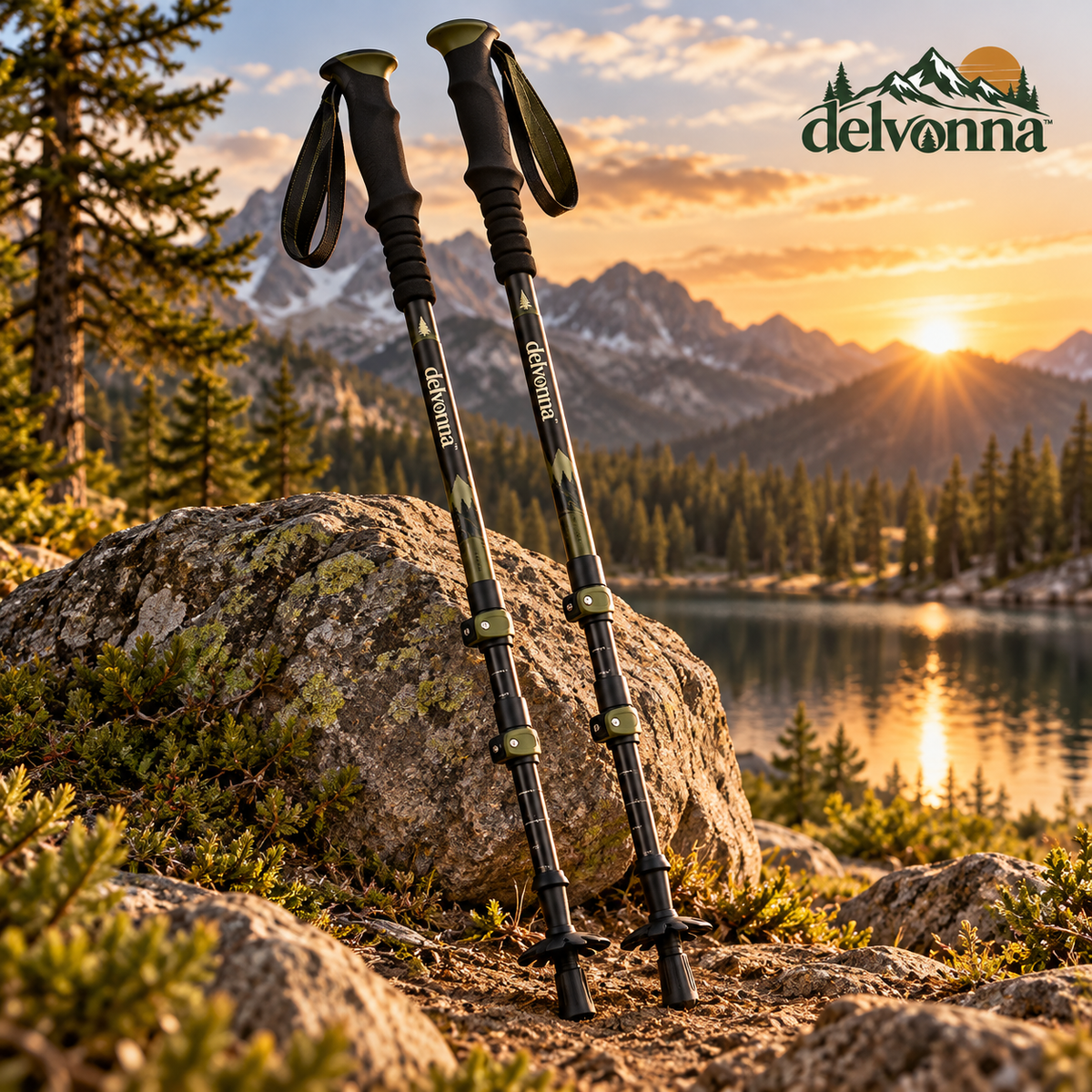 Delvonna Adjustable Aluminum Trekking Poles with Cork Handles image 1