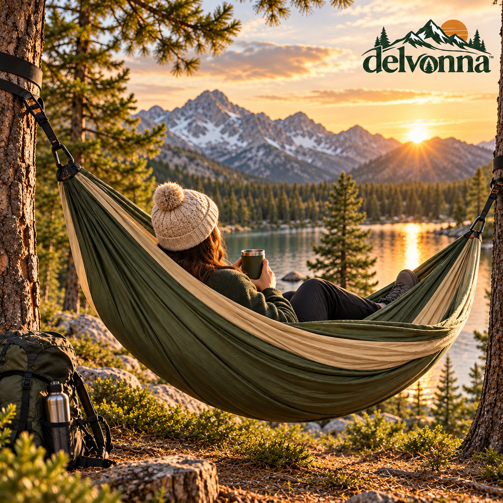 Delvonna Portable Camping Hammock with Tree Straps image 2