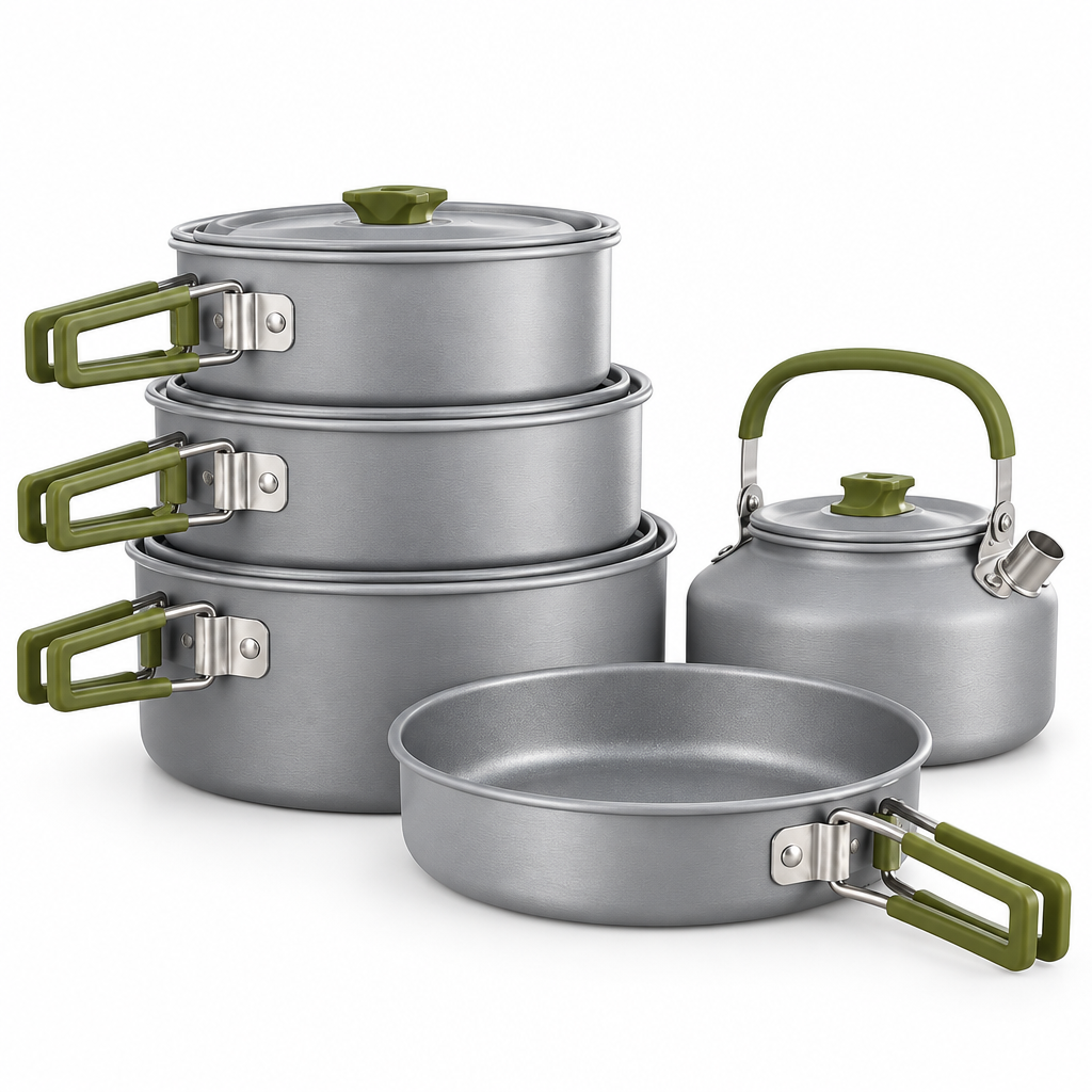 Delvonna Stainless Steel Camping Cookware Set with Kettle and Pan image 4