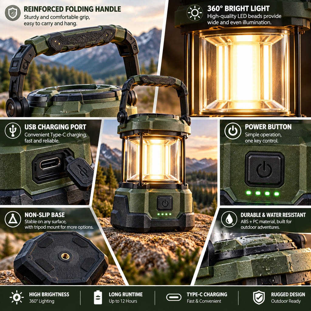 Delvonna Rechargeable LED Camping Lantern with Power Bank image 5
